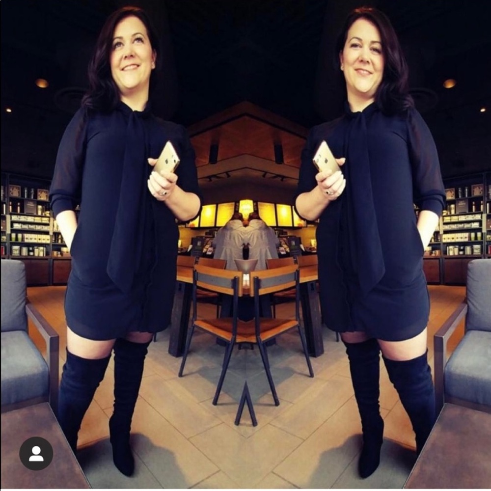 Pussy bow mini shirt dress - size 14. It also has pockets.